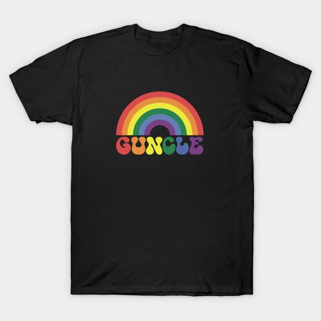 Half-rainbow Guncle '70s Font - lgbt gay uncle Guncle's Day  humorous brother gift T-Shirt by guncle.co